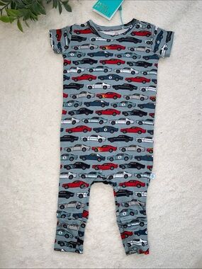 NWT Posh Peanut Miles 0-3M Bamboo Short Sleeve Romper Cars